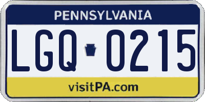 PA license plate LGQ0215