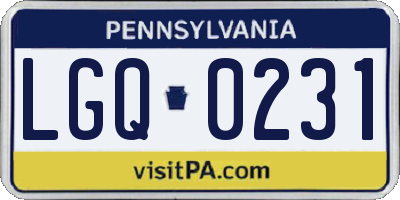 PA license plate LGQ0231