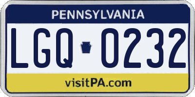 PA license plate LGQ0232