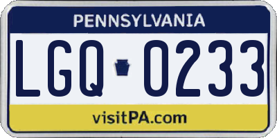 PA license plate LGQ0233