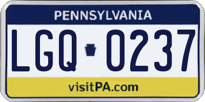 PA license plate LGQ0237