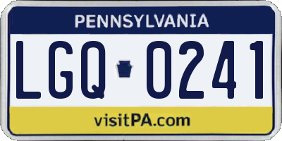 PA license plate LGQ0241