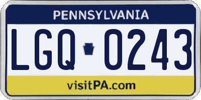 PA license plate LGQ0243