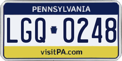 PA license plate LGQ0248