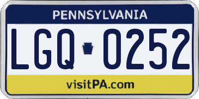 PA license plate LGQ0252