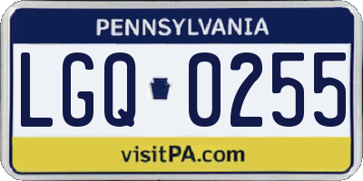 PA license plate LGQ0255