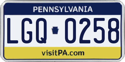 PA license plate LGQ0258