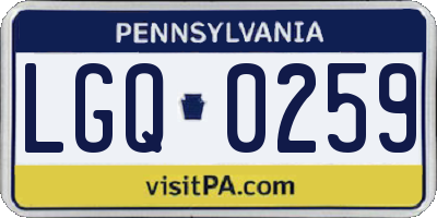 PA license plate LGQ0259
