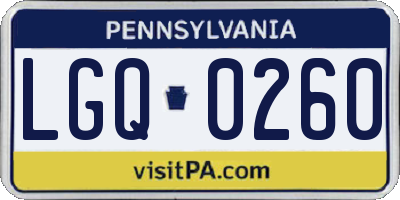 PA license plate LGQ0260