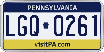 PA license plate LGQ0261