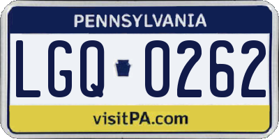 PA license plate LGQ0262