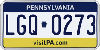 PA license plate LGQ0273