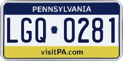 PA license plate LGQ0281