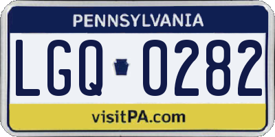 PA license plate LGQ0282