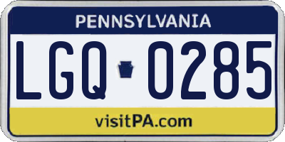 PA license plate LGQ0285