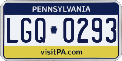 PA license plate LGQ0293