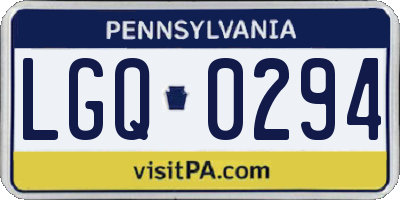 PA license plate LGQ0294