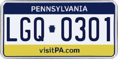 PA license plate LGQ0301
