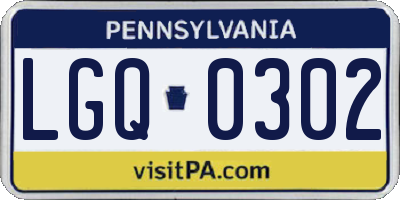 PA license plate LGQ0302