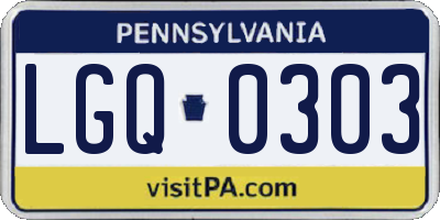 PA license plate LGQ0303