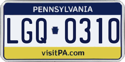 PA license plate LGQ0310