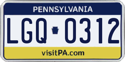 PA license plate LGQ0312