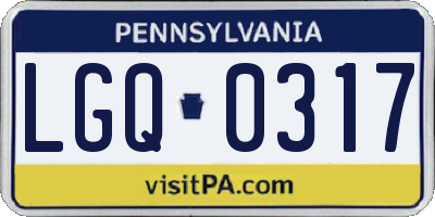 PA license plate LGQ0317