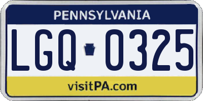 PA license plate LGQ0325