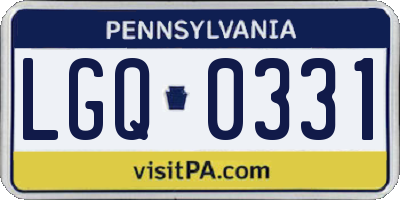 PA license plate LGQ0331