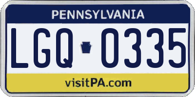 PA license plate LGQ0335