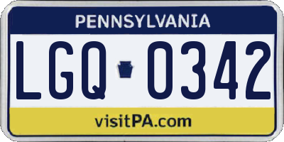 PA license plate LGQ0342
