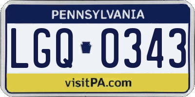 PA license plate LGQ0343