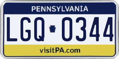 PA license plate LGQ0344