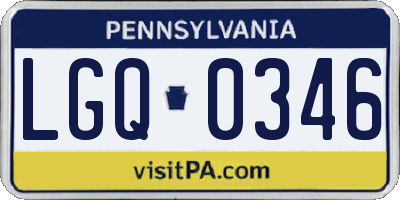 PA license plate LGQ0346