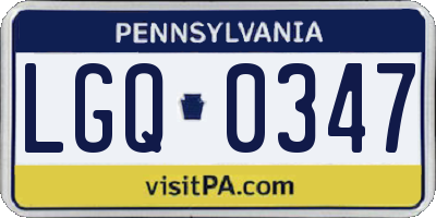 PA license plate LGQ0347