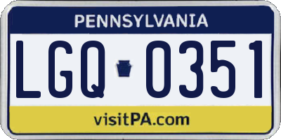 PA license plate LGQ0351