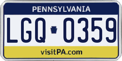 PA license plate LGQ0359