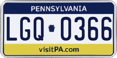 PA license plate LGQ0366