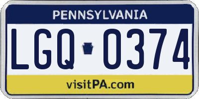 PA license plate LGQ0374