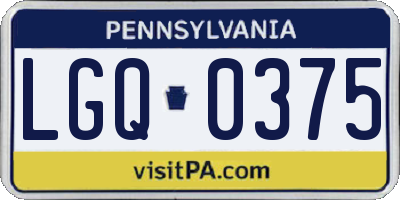 PA license plate LGQ0375