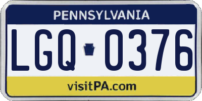PA license plate LGQ0376