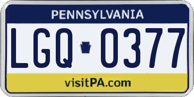 PA license plate LGQ0377