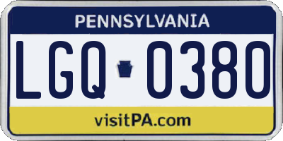 PA license plate LGQ0380