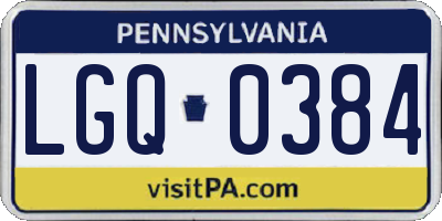 PA license plate LGQ0384