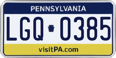 PA license plate LGQ0385