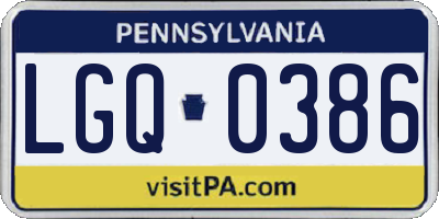 PA license plate LGQ0386