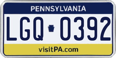 PA license plate LGQ0392