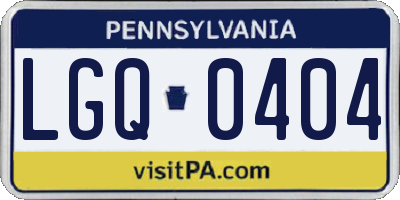 PA license plate LGQ0404