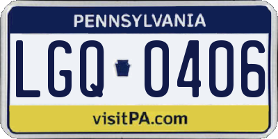 PA license plate LGQ0406