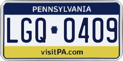 PA license plate LGQ0409
